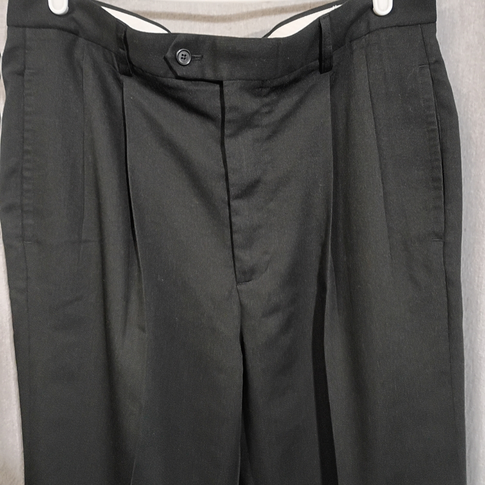 Reunion Menswear Pleated Textured Cuffed  Black Dress Pants 36x30 4 Pocket